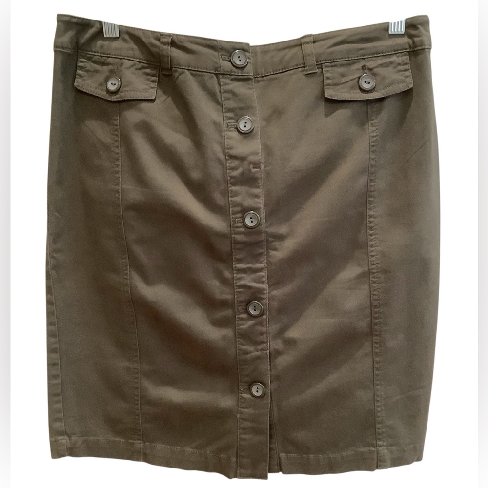 New York & Company Khaki Button-Down Pencil Skirt Size 8